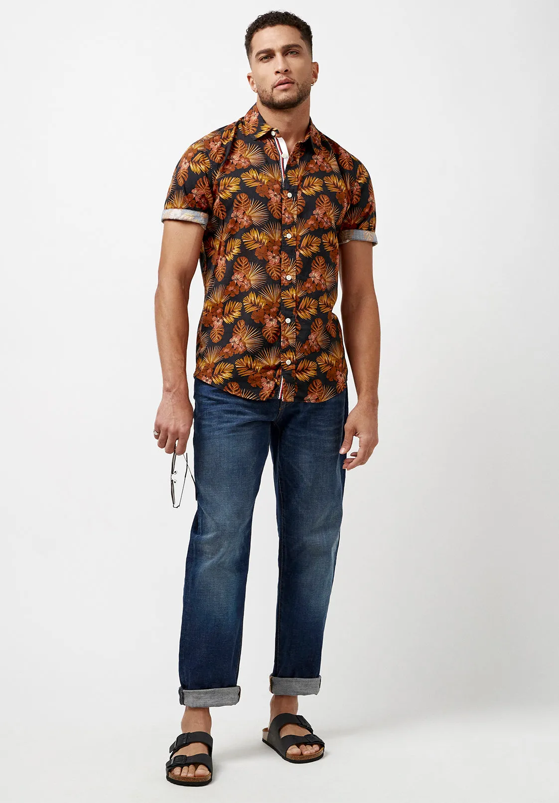 Short Sleeves Slim Simad Print Shirt - BM23916