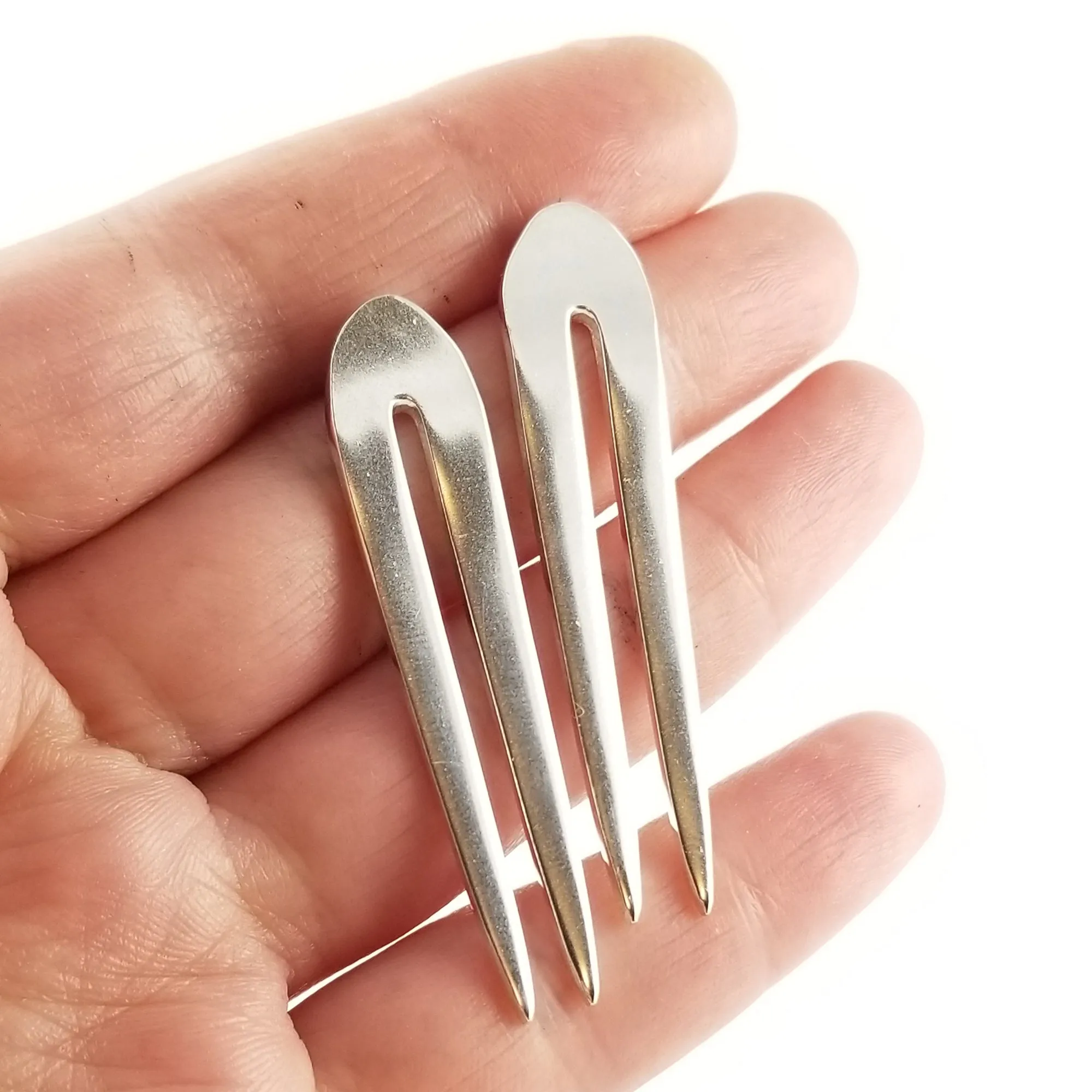 Sterling Silver Double Fork Tine Stud Earrings