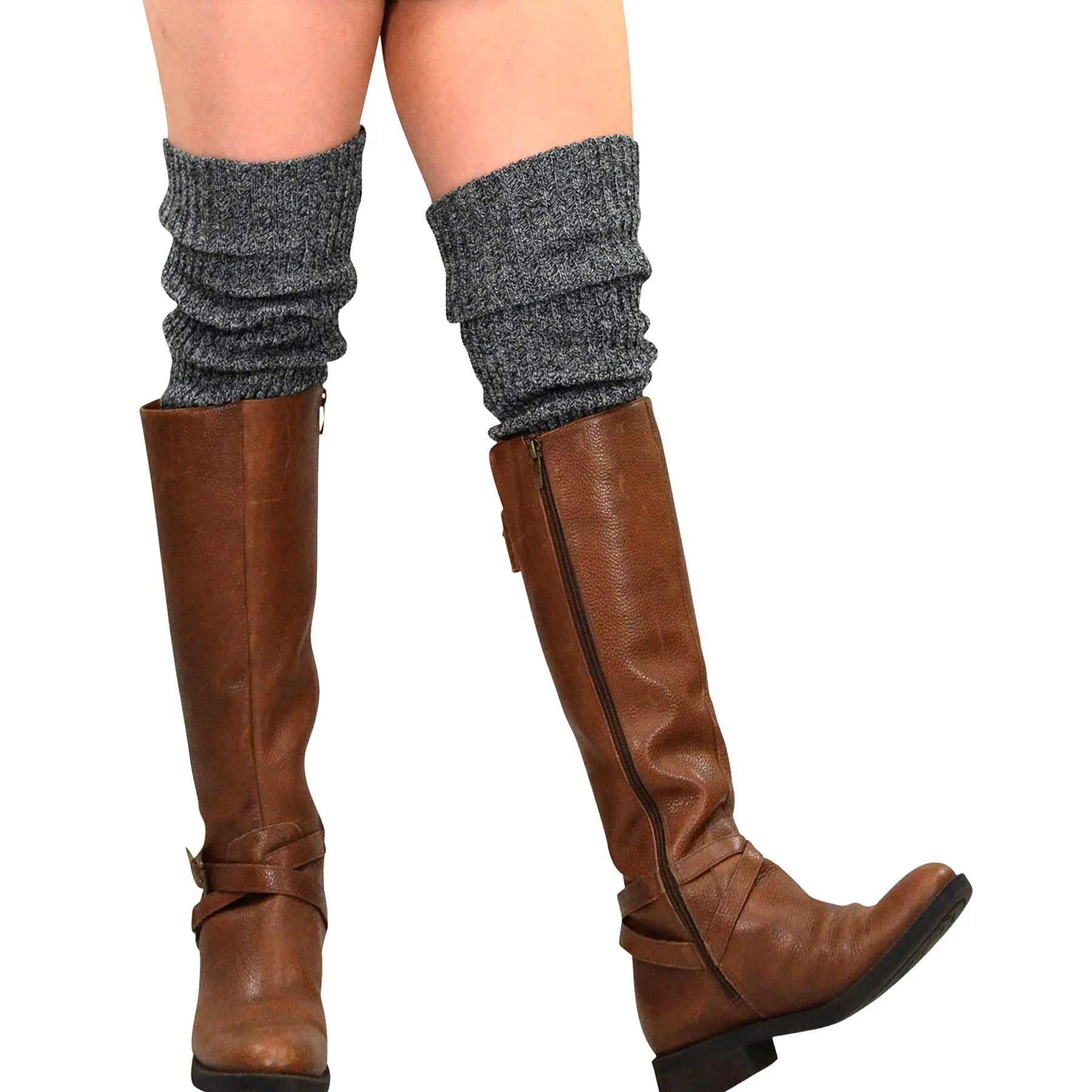 TeeHee Socks Women's Acrylic Thigh High Leg Warmers Marled Color 3-Pack (12251)